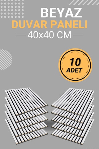 Beyaz 10 Adet 40x40cm Yeni Nesil Akustik Ahşap Duvar Paneli