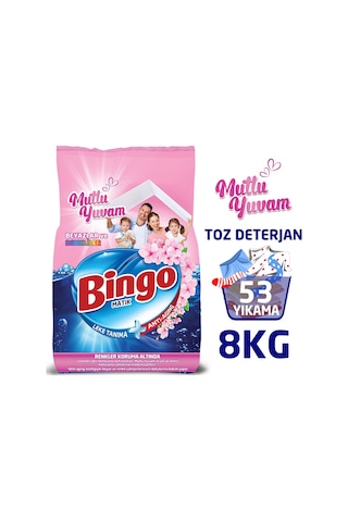 Bingo Matik Mutlu Yuvam Renkliler ve Beyazlar Toz Çamaşır Deterjanı 8 KG