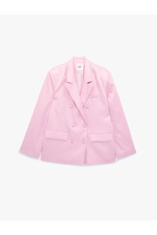 Koton Düğmeli Uzun Kollu Cepli Kruvaze Yaka Blazer Ceket Pembe 6sak50133uw Gül