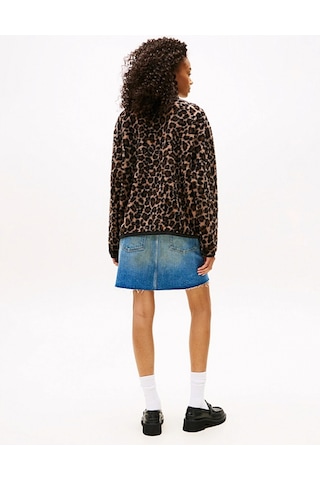 Tommy Hilfiger Tjw Tam Fermuarlı Armalı Kürk Dokulu Kadın Kahverengi Sweatshirt Dw0dw215960hd Kahverengi