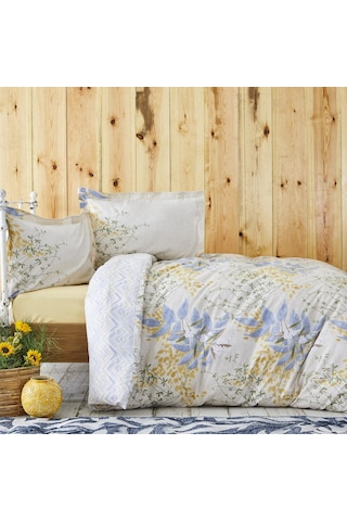 Karaca Home Clarinda Hardal %100 Pamuk Çift Kişilik Lastik Çarşaflı Nevresim Takımı Hardal