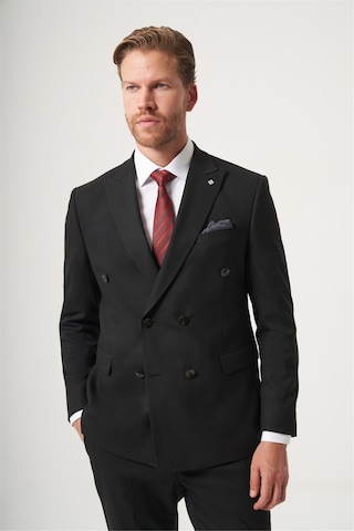 İmza Siyah Kırlangıç Yaka Kruvaze 6 Drop Slim Fit Tam Astar Esnek Takım Elbise 1001260180