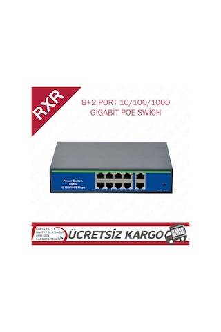 8+2 Port Poe Gigabit Network Ip Kamera Için 8 Port Swich 8+2 Port Poe Gigabit Network Ip Kamera Için 8 Port Swich