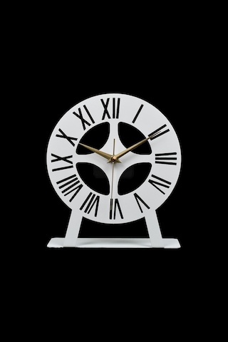 Roma Model Metal Lazer Kesim Akar Sessiz Mekanizmalı Masa Saati Beyaz