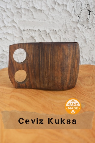 Asaf Atelier El Yapımı Ceviz Ağacı Ahşap Kupa - Kuksa