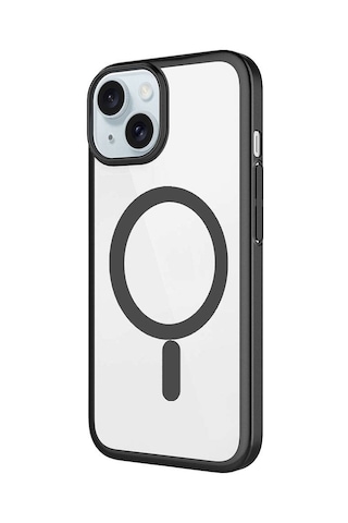 Apple Uyumlu iPhone 15 Plus Kılıf Wireless Şarj Özellikli Sert Pc Zore Mat Riksos M-safe Kapak Mavi