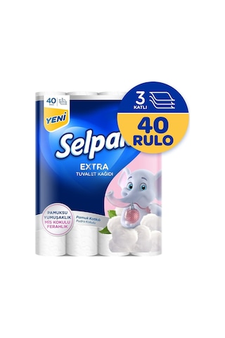 Selpak Extra Pamuk Katkılı ve Pudra Kokulu Tuvalet Kağıdı 40'lı