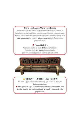 Kişiye Özel Doğal Ahşap Masa Üstü Ünvan İsimlik Ceviz Kişiye Özel Ceviz