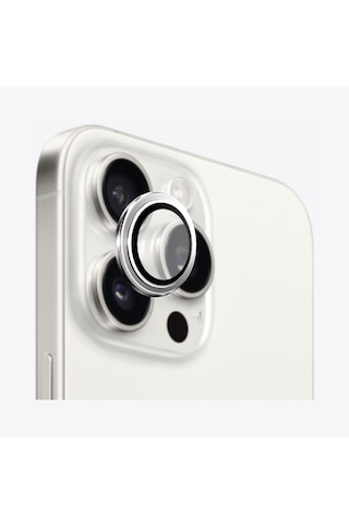 Safeus Safir Temperli Kamera Lens Koruyucu Apple Uyumlu iPhone 15 Pro Max Ve İle Beyaz