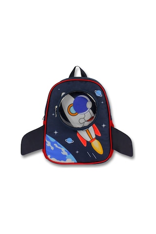 Ümit Çanta Erkek Çocuk Astronot Baskılı Lacivert Kırmızı Anaokulu Sırt Çantası - 5127 Çok Renkli