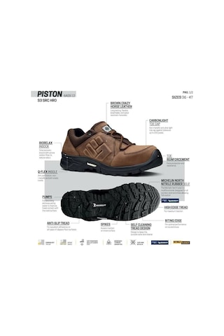 Toworkfor Piston S3 Src Hro Soles By Michelin İş Ayakkabısı Siyah