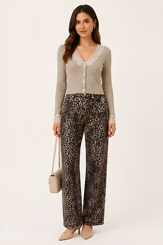 Lili Woman Kadın Yüksek Bel Leopar Desenli Wide Leg Pantolon Ty.lpr01 Kahverengi