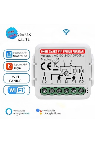 Tuya Destekli Akıllı Wifi Panjur Anahtar Modülü
