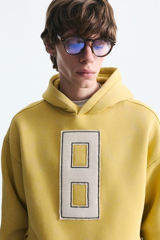 Vamos Numara Baskılı Oversize Sweatshirt Sarı