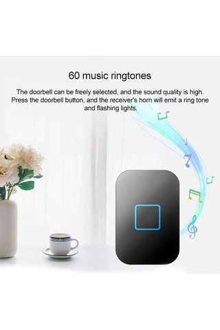 Cacazı Fa88 Kendinden Enerjili Akıllı Ev Kablosuz Kapı Zili, Ab Fiş Siyah A