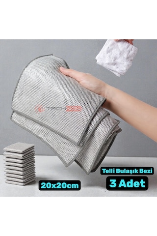 Technow Telli Bulaşık Bezi Mutfak Banyo Bezi Kir Pas Sökücü Telli Temizlik Bezi 3 Adet