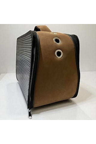 Cemgizay Kabin Boy Kedi Ve Köpek Taşıma Çantası Uçak Onaylı 40x30x23cm Hava Delikli Açık Kahve