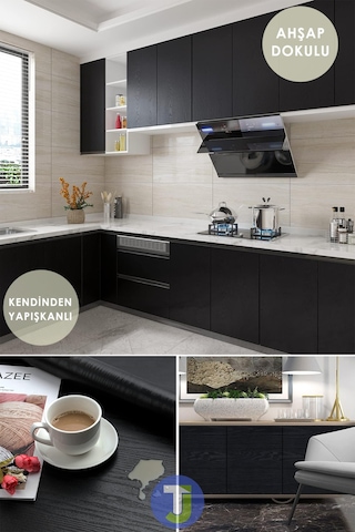 Technojet Kendinden Yapışkanlı Ahşap Görünümlü Mutfak Banyo Tezgah Duvar Dolap Masa Kaplama 60x100cm