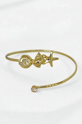 Gold Deniz Kabuğu Ve Kalp Pazu Bandı Üst Kol Bilekliği Ayarlanabilir Gold