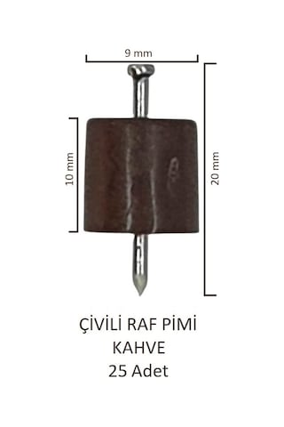 Çivili Raf Pimi Kahve 25 Adet Kahve