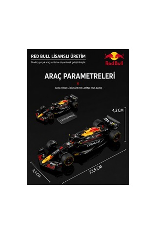 Lisanslı Red Bull Racing Rb19 F1 Formula 1 Max Verstappen 1:24 Ölçek Metal Maket Model Araba Çok Renkli