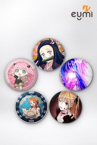 Anime İkonik Kız Karakterler & Waifu İğneli Buton Rozet 5li Set Çok Renkli Anime İkonik Kız Karakterler & Waifu İğneli Buton Rozet 5li Set Çok Renkli