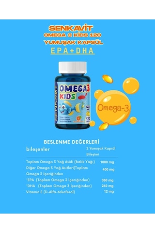 Senkavit Omega 3 For Kids Portakal Aromalı 120 Li Softjel