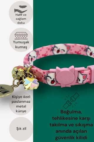 Caramelos Güvenlik Kilitli Kedi Tasması, Isimli Kedi Tasması, Kedi Isimlik, Kedi Künyesi, Safety Click Desen 7-stand Diğer