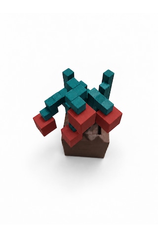 Piksel İnci Çiçeği Biblo - 3d Baskı, Minecraft Esintili Kırmızı