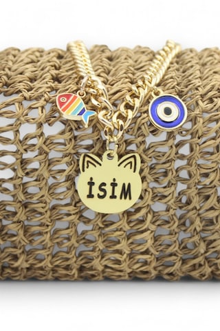 Kedi Tasması Isimli Kedi Tasması Zincirli Tasma Paslanmaz Çelik 1