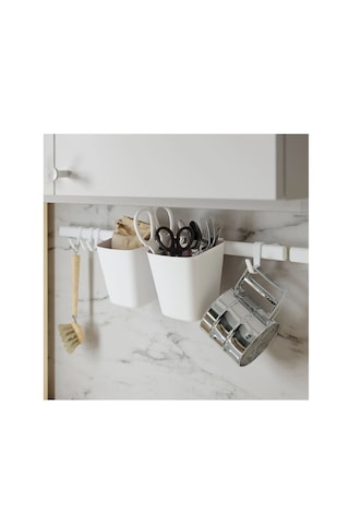 Ikea Sunnersta Duvar Rayı, Beyaz, 4 Kancalı Ve 2 Kutulu Set