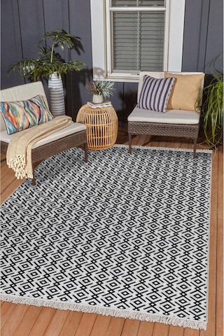 Arya Vl Çift Taraflı,katlanabilir,yıkanabilir,yüksek Kalite Pamuk Salon,oturma Odası,balkon Kilim Krem-antrasit2