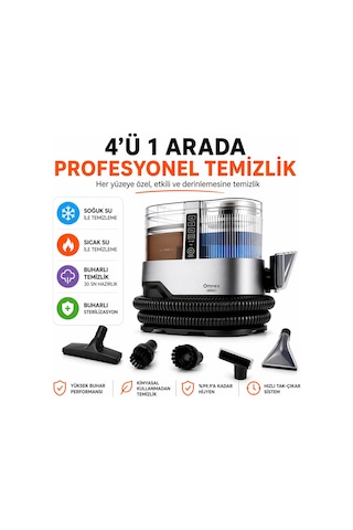 Omnex Arınmax Buharlı Koltuk Ve Halı Yıkama Makinesi 17000pa Çift Tanklı Profesyonel Buhar Temizleyici