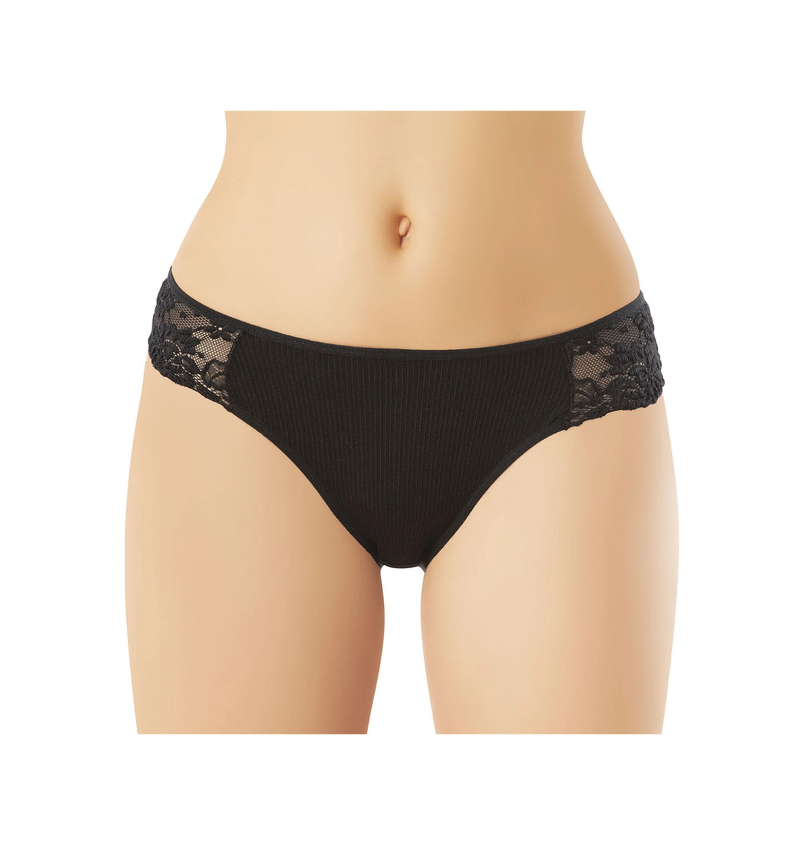 İncili Kadın Kaşkorse Dantelli Bikini Siyah Siyah