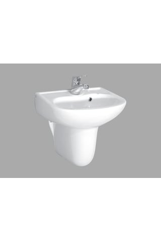 Ece Banyo 45x35 cm Yarım Ayaklı Lavabo Seti - Batarya Delikli Beyaz