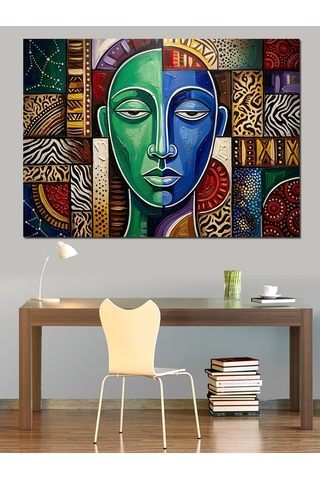 İki Yüzlü Soyut Modern Sanat Dekoratif Kanvas - Mdf Ahşap Tablo