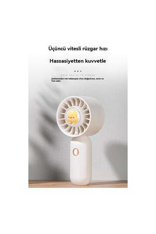 Supermarket1 Usb Şarjlı Mini El Tipi Küçük Fan - Bej Renk