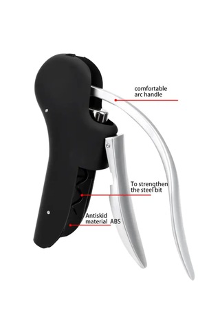 Atay Garage Tirbuşon Profesyonel Dökme Demir Şarap Ve Şampanya Mantar Açacağı Güvenli Tutuşlu Siyah