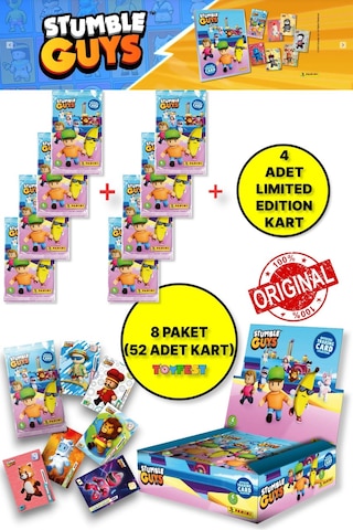 Panini Stumble Guys Koleksiyon Kartları - Çoklu Set - 8 Paket 48 Adet Kart + 4 Limited Edition Kart