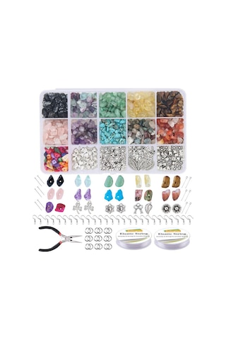Qingmipy 15 Izgarlı Kristal Takı Yapım Seti - Elastik Tel, Kanca Ve Aletler İle Bileklik, Kolye Ve Küpe Yapımı