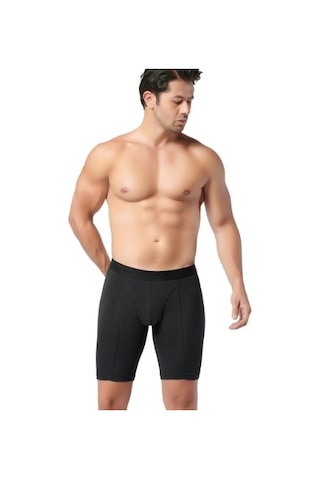 Gümüş Erkek Likralı Uzun Boxer 4074 Siyah