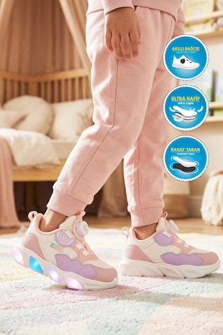 Cool Somon Misina Bağcıklı Işıklı Fileli Hafif Erkek Çocuk Spor Ayakkabı Leon P
