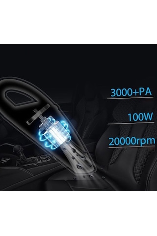 Tongxida Hızlı Şarj Elde Taşınabilir Akülü Araba Süpürge Siyah