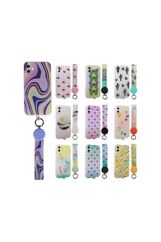 Apple Uyumlu iPhone 11 Kilif Desenli El Askili Ipli Arte Kapak 557045609
