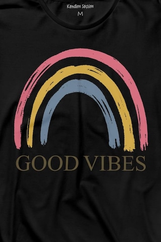 Good Vibes Gökkuşağı Rainbow Cisniyet Eşitlik Özgürlüğü Uzun Kollu Tişört Baskılı T-shirt 001
