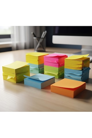 7x7 Cm 4 Renkli Blok Not Kağıdı - Toplam 400 Yaprak
