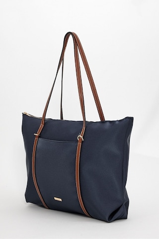 Lovelystore Çift Saplı Paraşüt Kumaş Büyük Boy Shopper Çanta Üniversite Ofis Anne Bebek Omuz Çantası 47x30x15 Lacivert