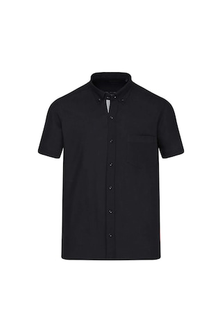 Hatemoğlu Siyah Comfort Fit 100% Pamuk Düğmeli Yaka Kısa Kollu Casual Gömlek 4111999