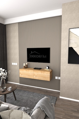 Df17101 Duvara Monte Tv Ünitesi Kapaklı Raflı Tv Sehpası Modern Duvar Raflı Tv Alt Ünitesi Safir Meşe