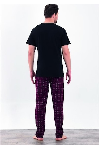 Estiva %100 Pamuk İnterlok Kısa Kol Erkek Pijama Takım Siyah